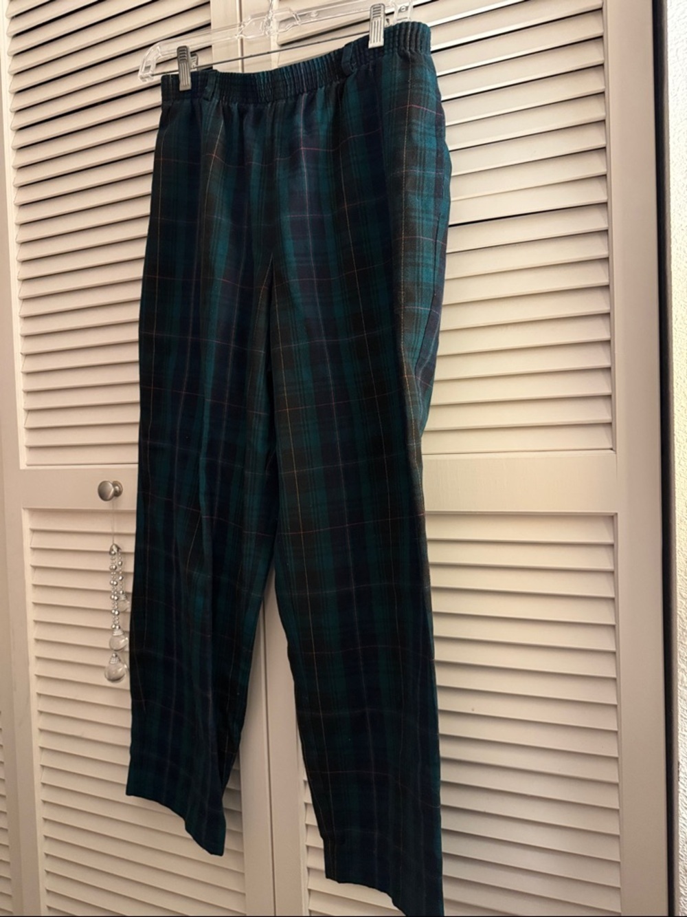 Vintage Plaid Green Striped Linen Pants Size Unknown GUC - Picture 1 of 3